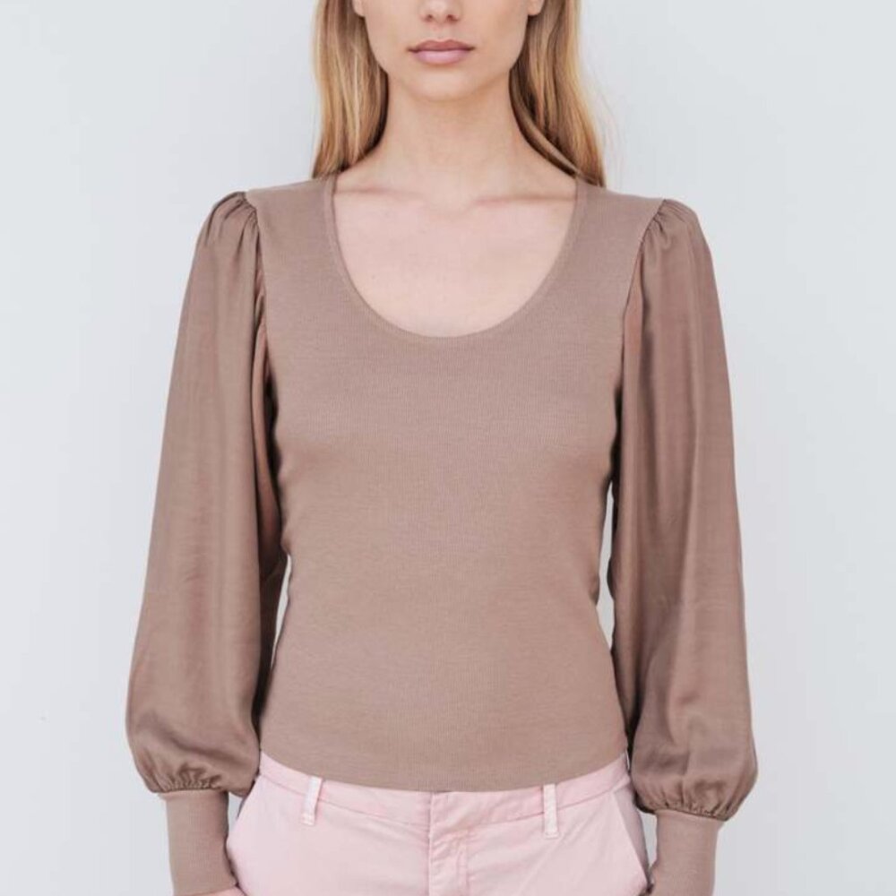 Sundry Mixed Media Top in Hazel Size Small.